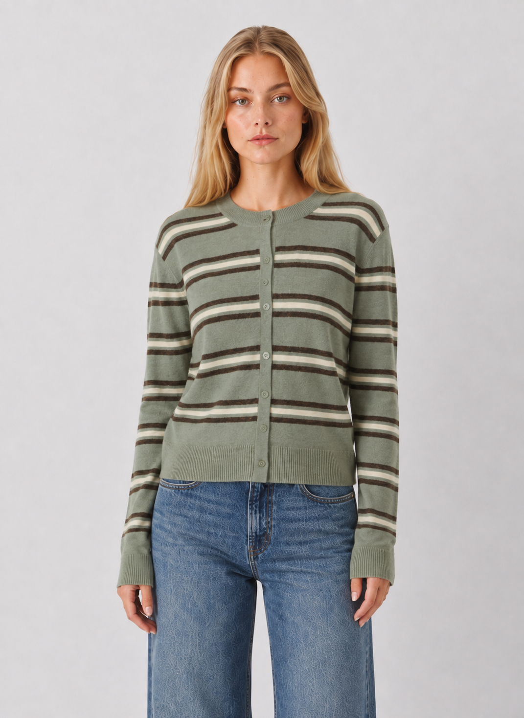 Z Supply Medina Stripe Cardigan - Aqua Cloud