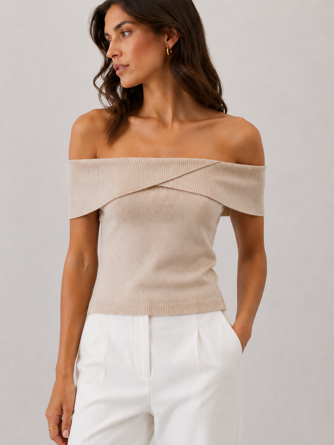 Off The Shoulder Sweater Knit Top