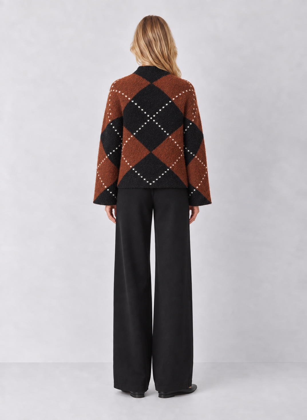Habitual Argyle Mock Neck Sweater