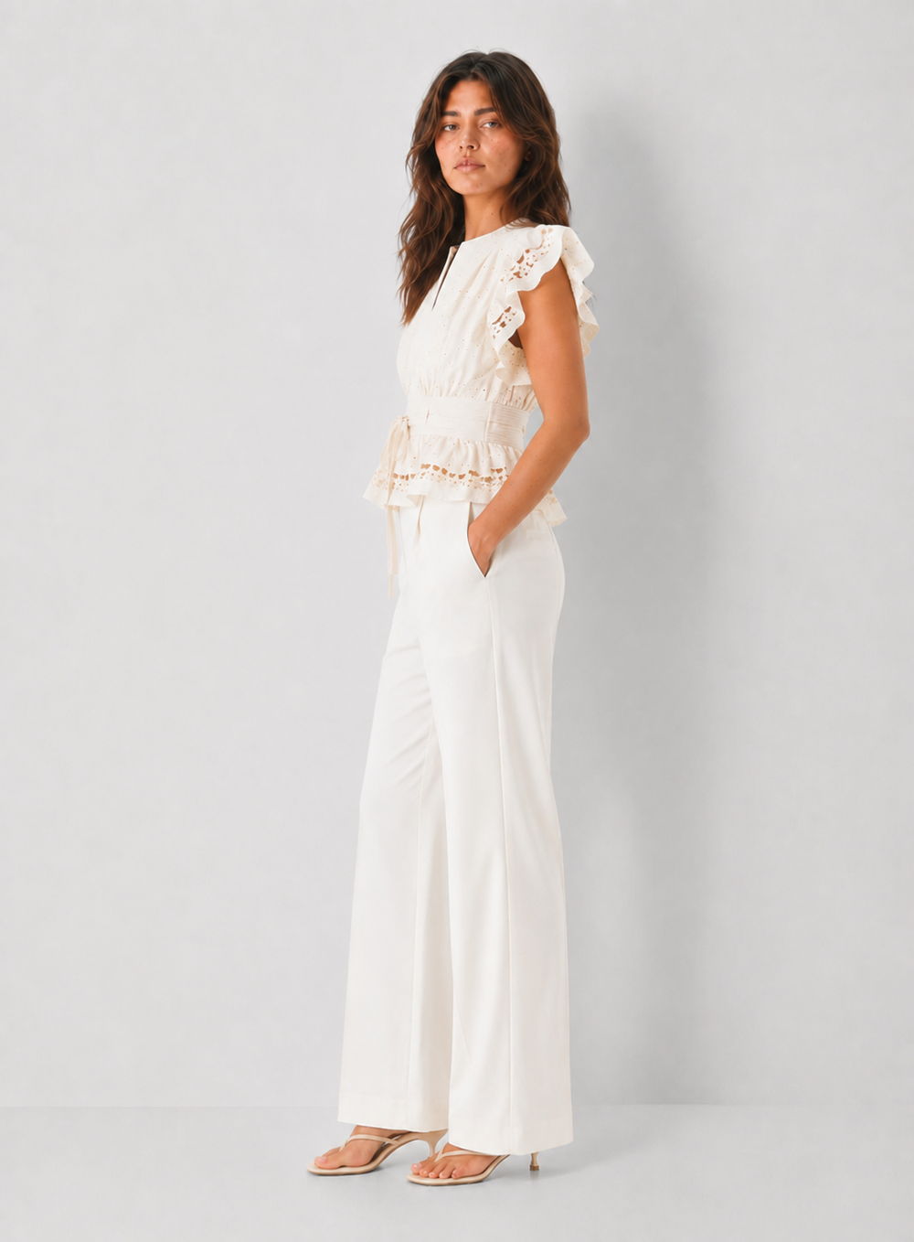 Eyelet Peplum Top