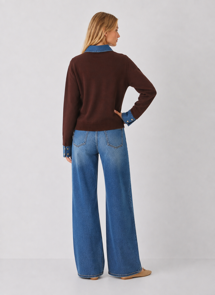 Denim Contrast Sweater