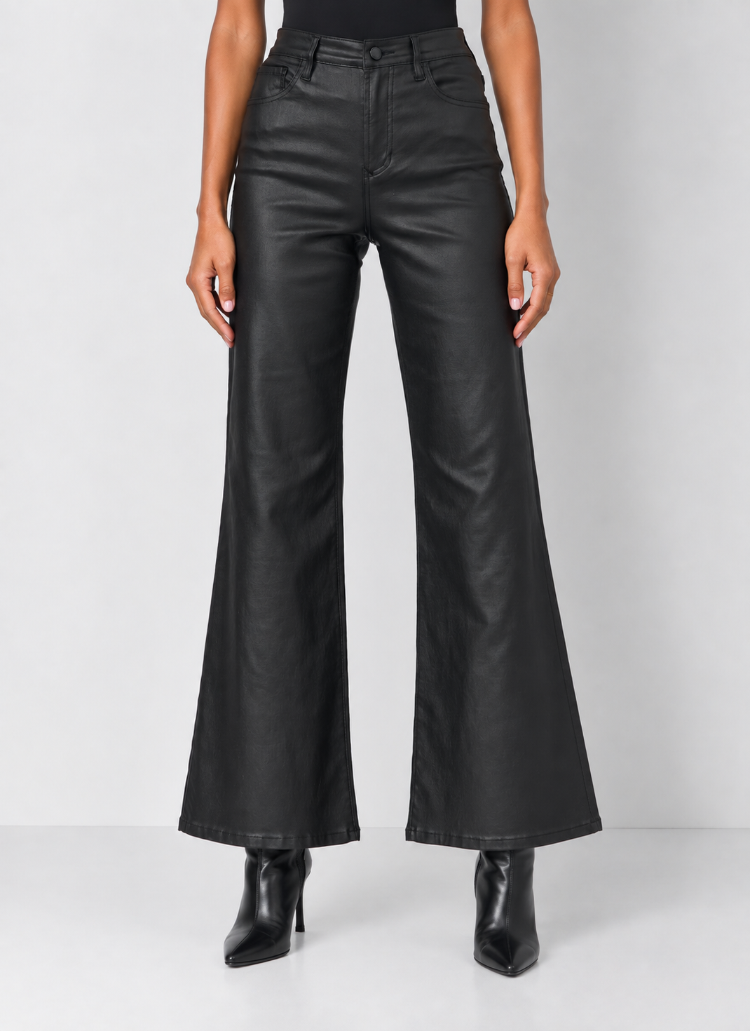 Dear John Fiona Leather Wide Leg Pants - Black