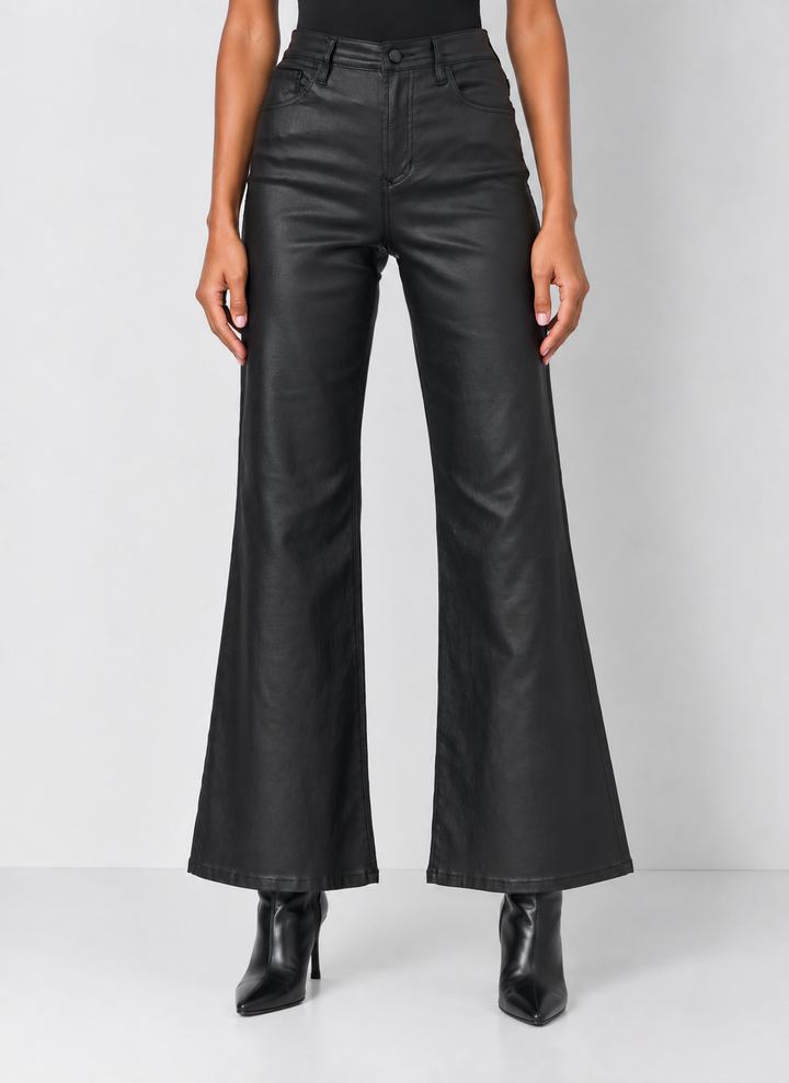 Dear John Fiona Leather Wide Leg Pants - Black