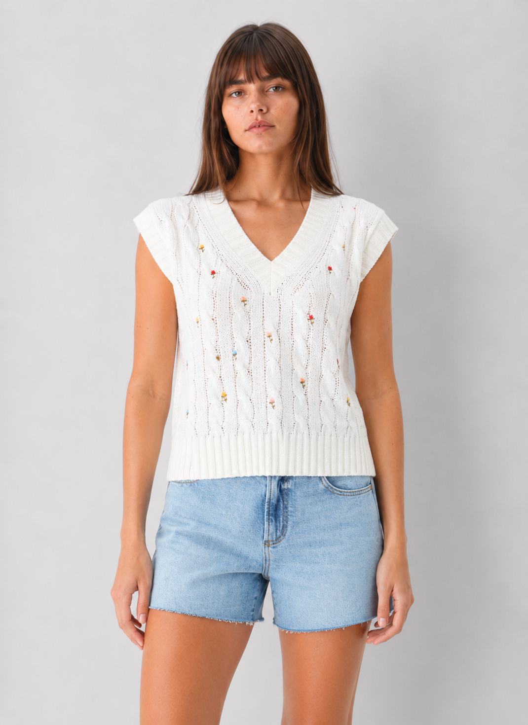 Floral Embroidered Sweater Vest
