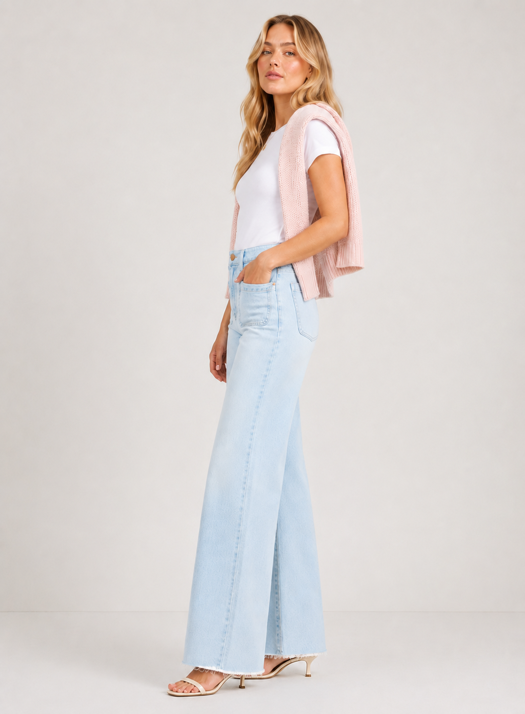 Dear John Denim Wide Leg Front Pocket Jeans - Micah - Misty Cloud