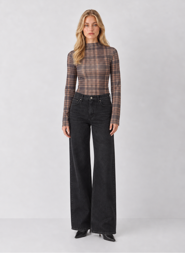 Habitual Plaid Turtleneck Top
