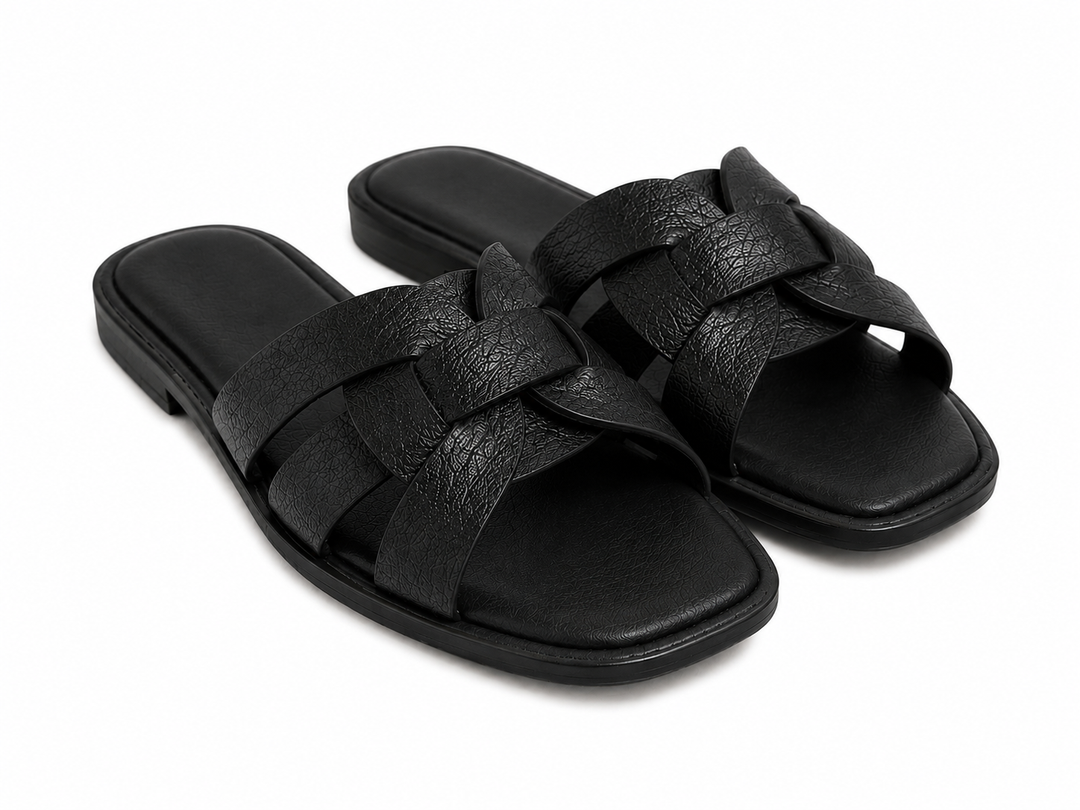 Padded Knot Detail Slide Sandals