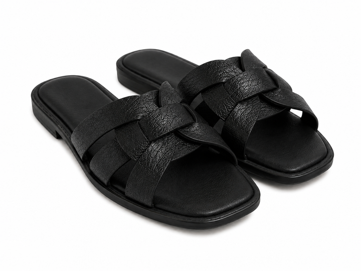 Padded Knot Detail Slide Sandals
