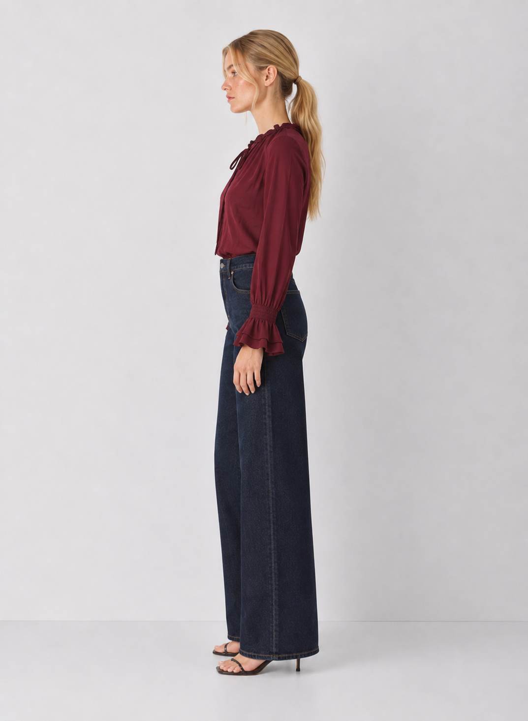 Ruffle Tie Neck Blouse