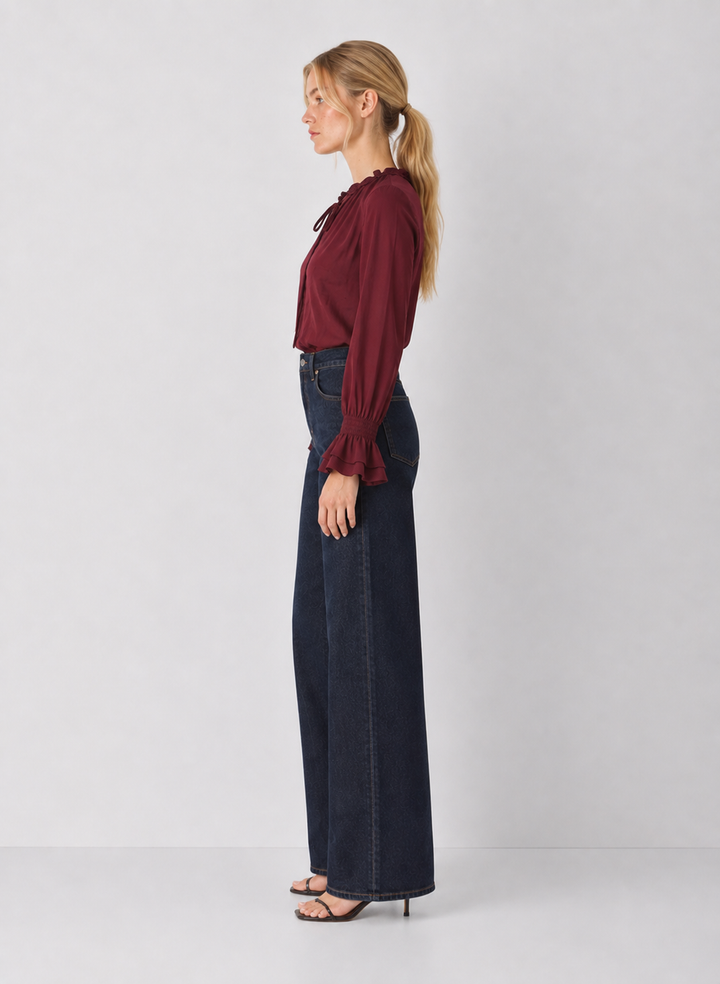 Ruffle Tie Neck Blouse