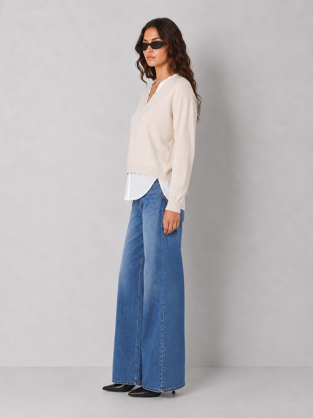 V-Neck Double Layer Sweater