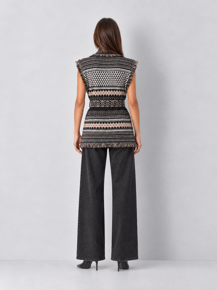 Elan Belted Open Knit Vest