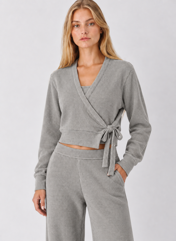 Beyond Yoga Rest Day Waffle Wrap Top
