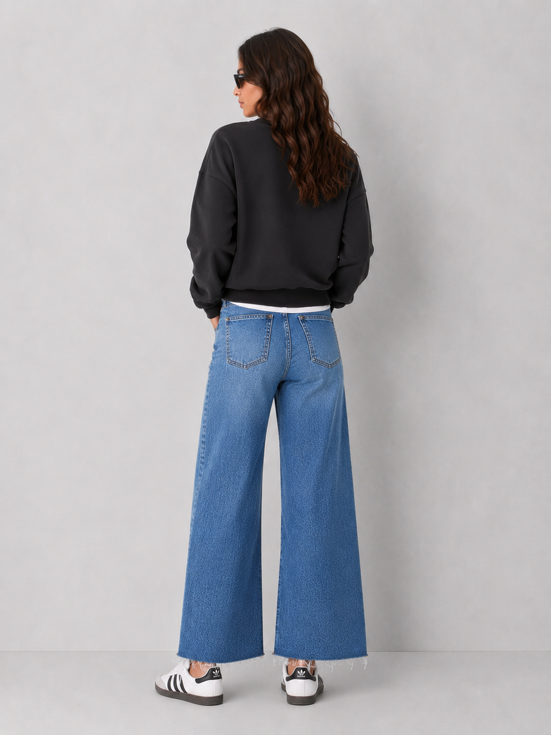 Just Black Denim Slim Cropped Wide Leg Jeans