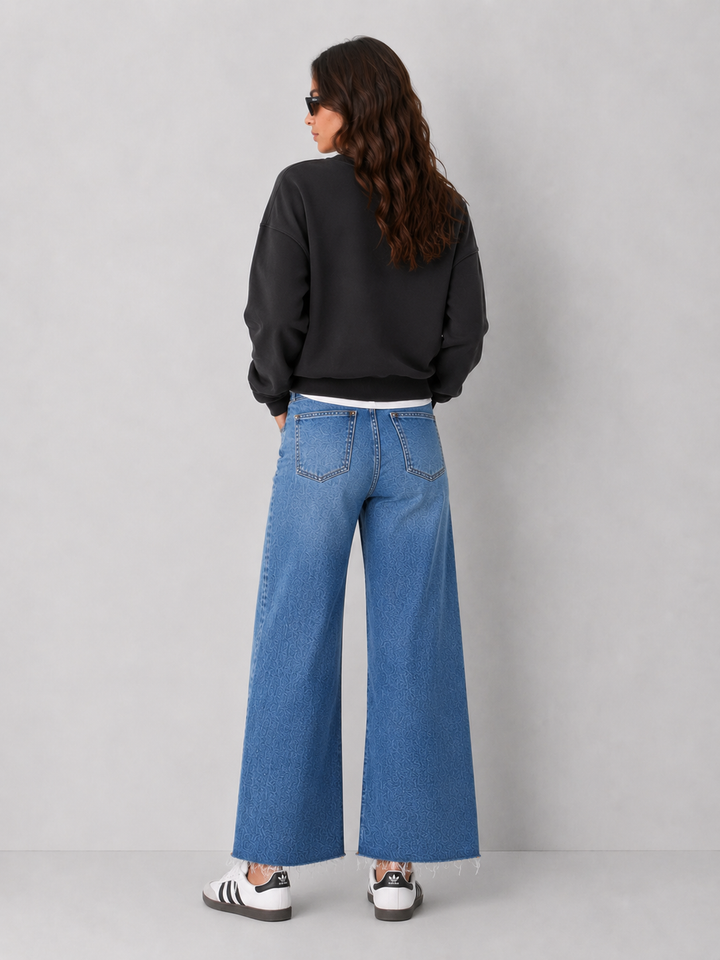 Just Black Denim Slim Cropped Wide Leg Jeans
