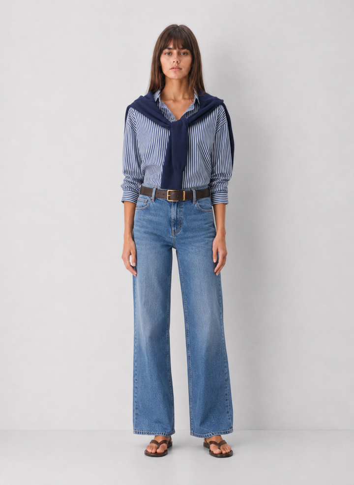 Elan Open Back Stripe Shirt