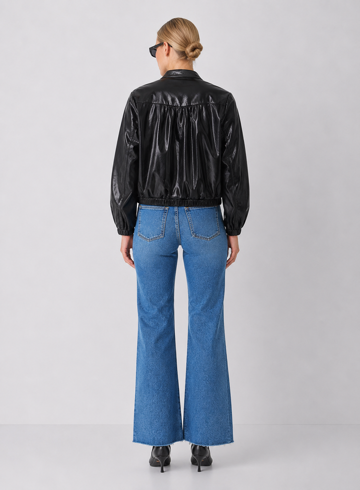Faux Leather Bomber Jacket