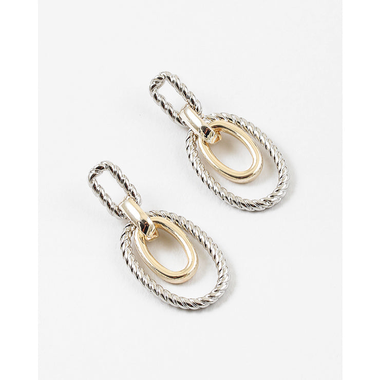 Two Tone Oval Drop Earring