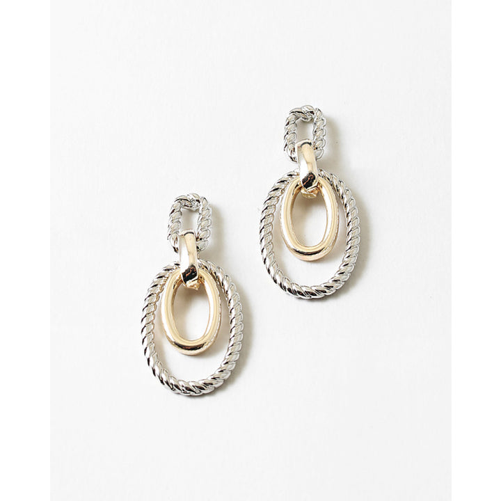 Two Tone Oval Drop Earring