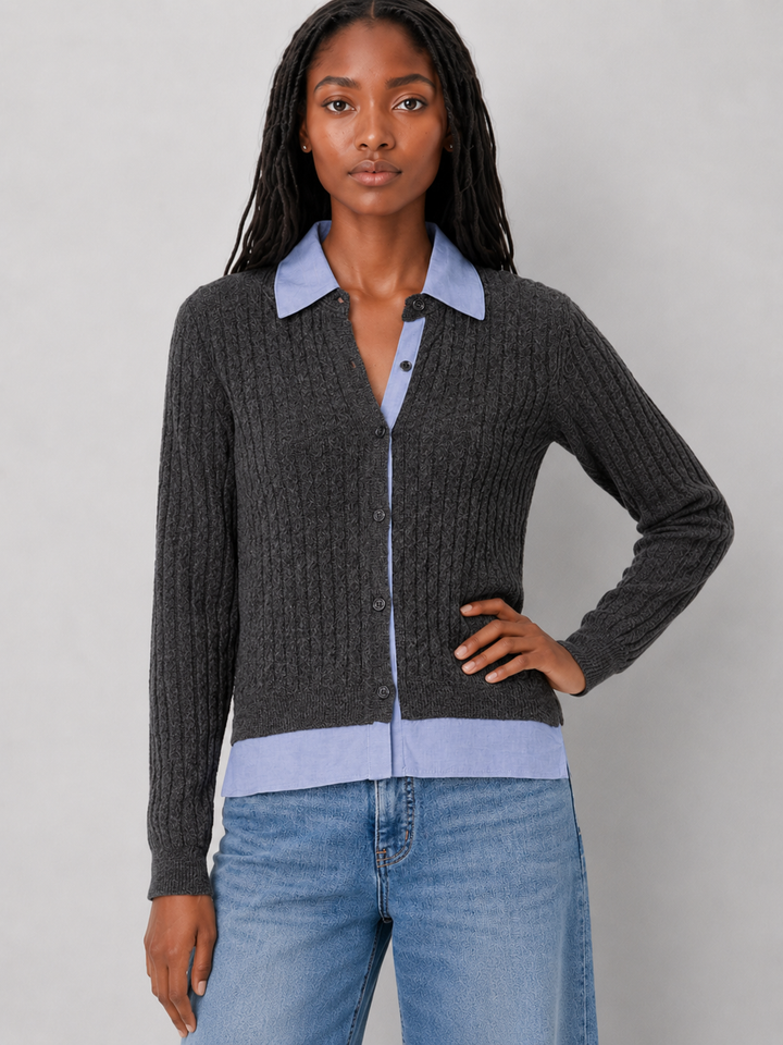 Elan Clara Mixed Media Cardigan