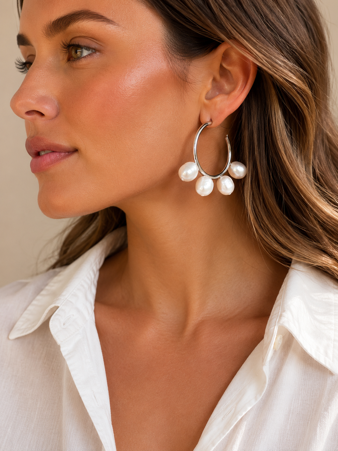 The Noelle Pearl Hoops