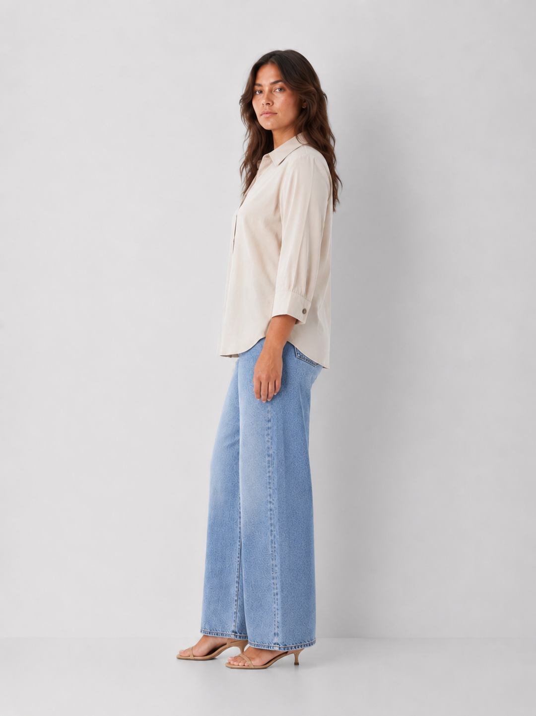 3/4 Sleeve Button Down Shirt