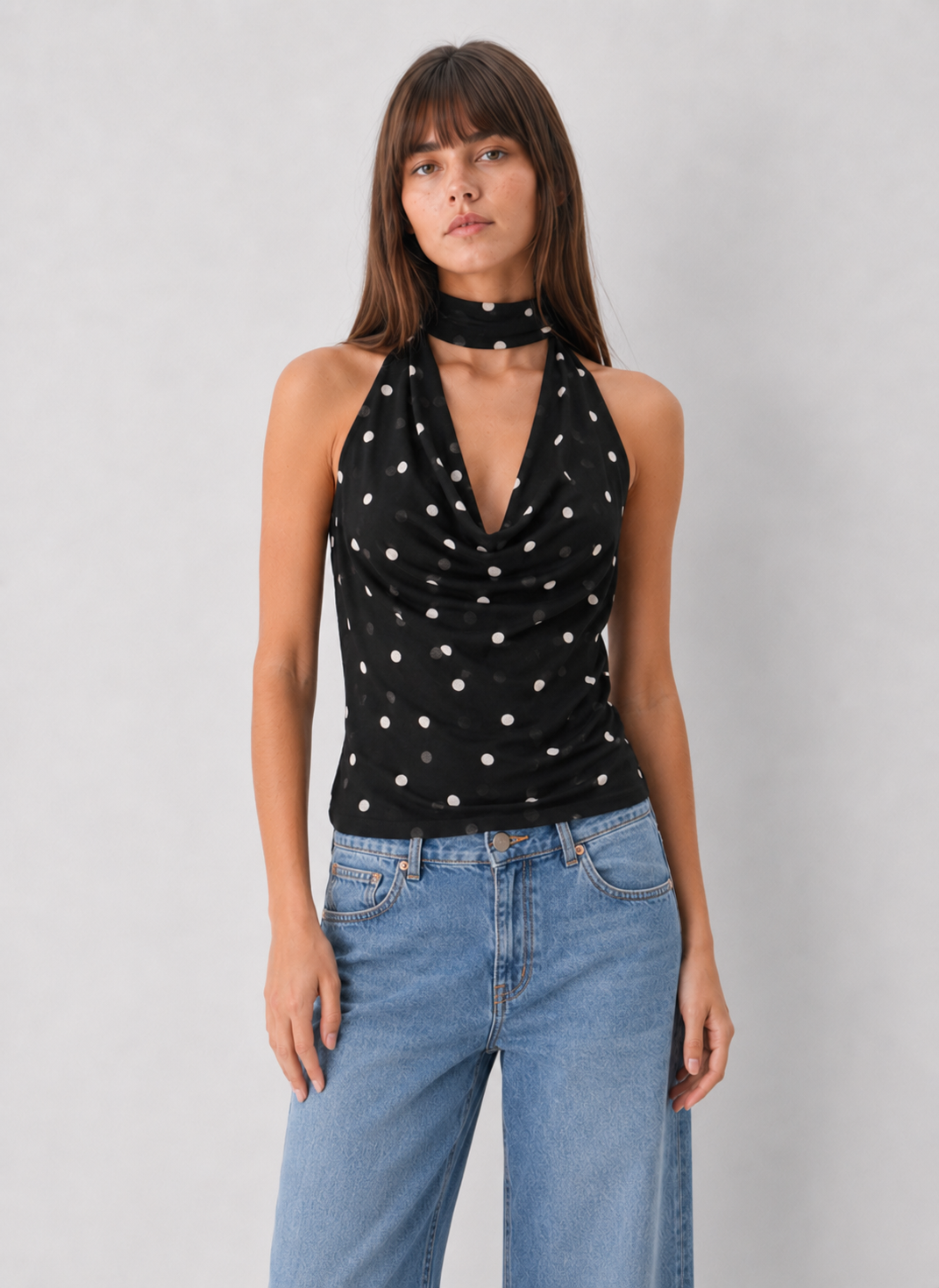 Polka Dot Scarf Top