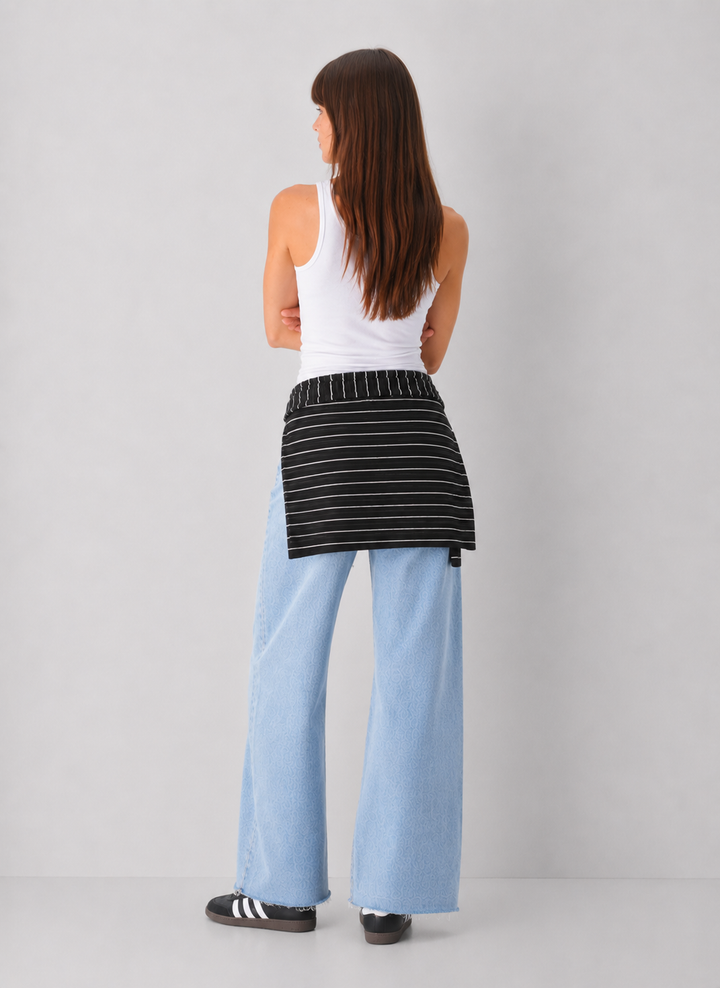 Just Black Denim High Rise Full Length Wide Leg Jeans