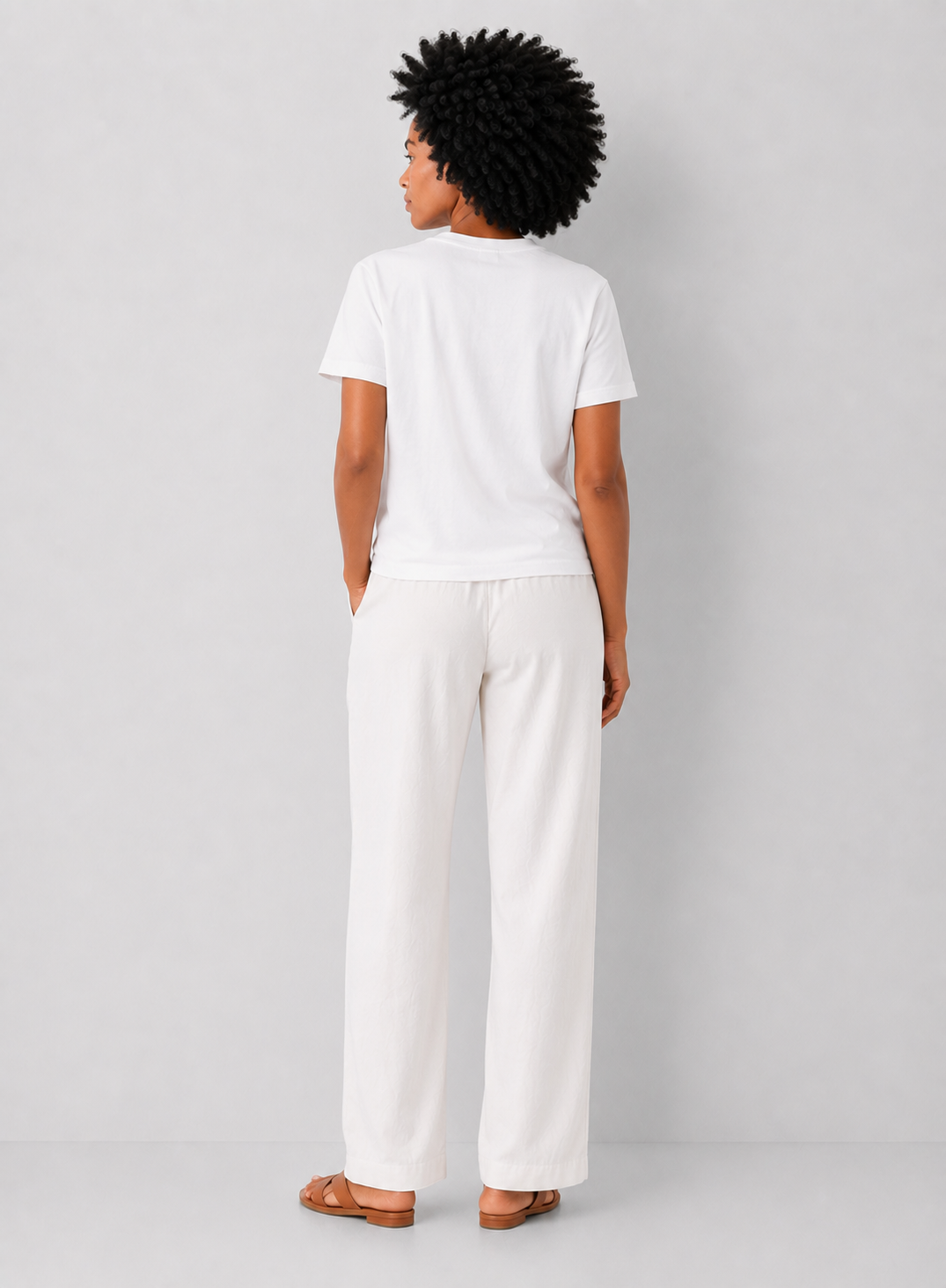 Linen Blend Drawstring Pants
