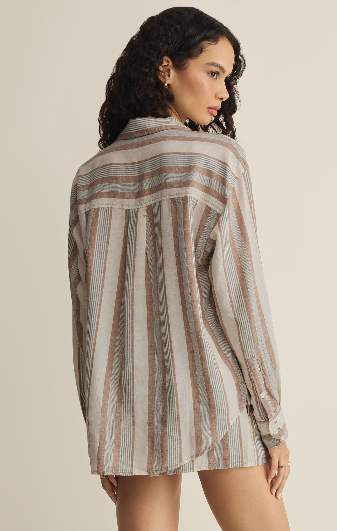 Z Supply The Perfect Striped Button Up - Island Coconut