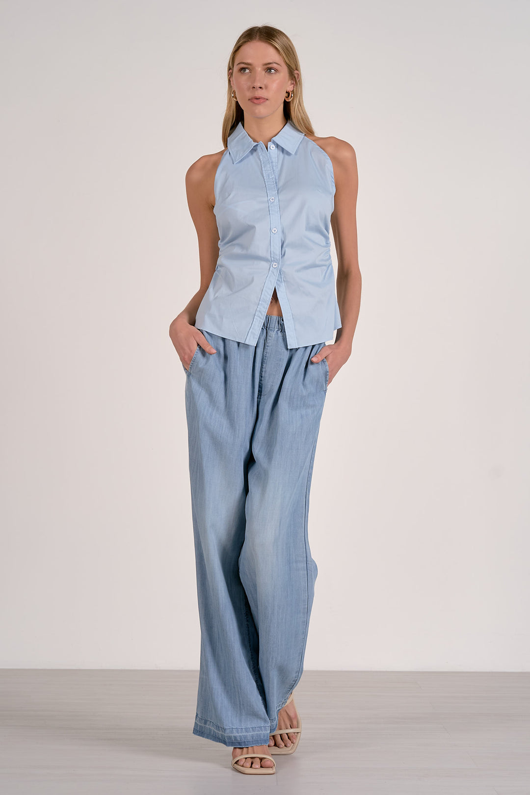 Elan Date Night Ruched Side Top