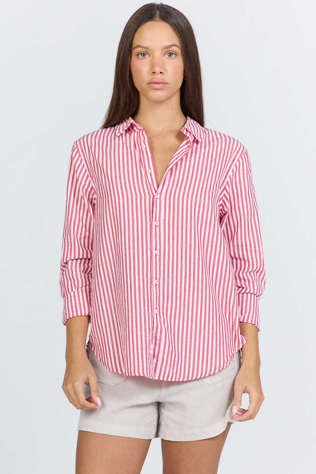 Preorder Dear John Lolita Button Down - Salsa Stripe