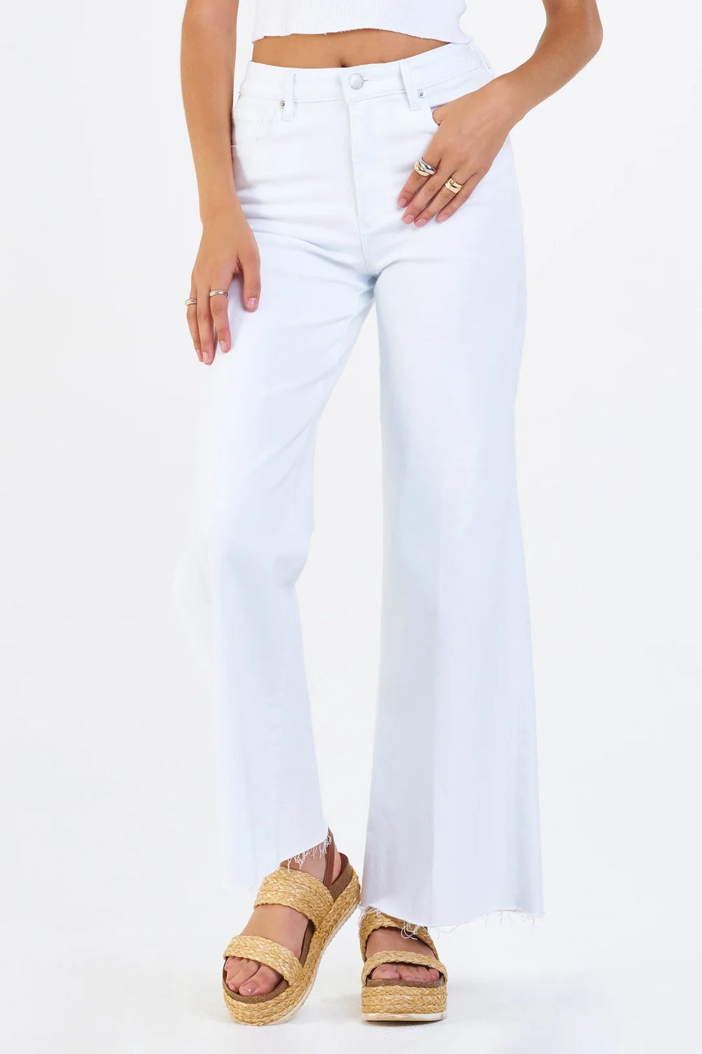 Dear John Denim Fiona Wide Leg Jeans - White