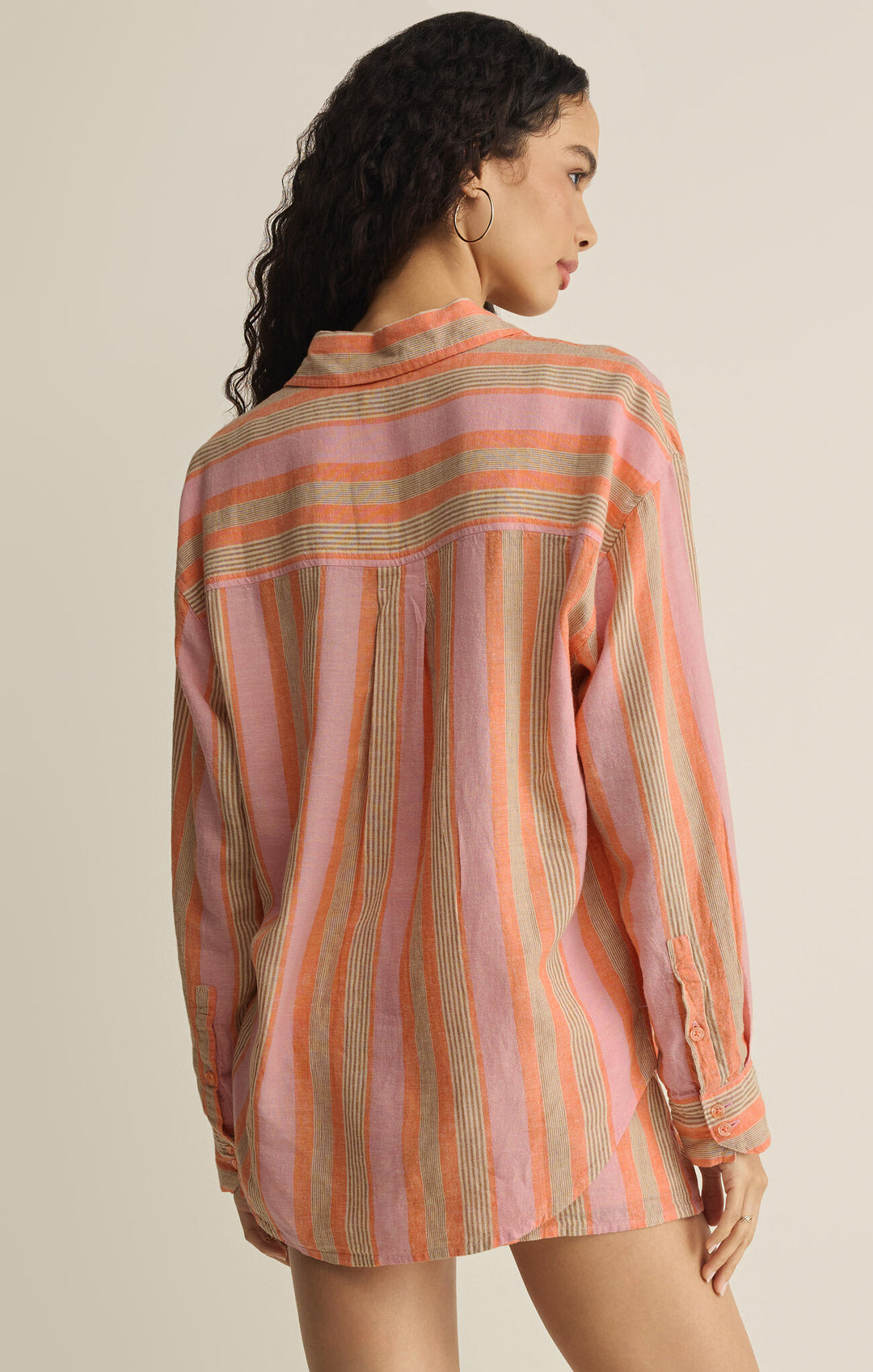 Z Supply The Perfect Striped Button Up - Tiger Lily